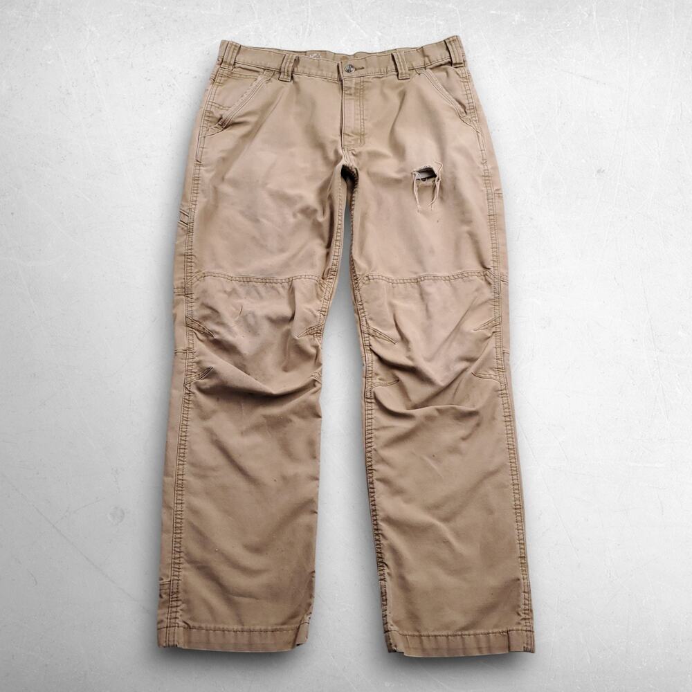 Carhartt Full Swing‎ Work Pants Men 36x32 Beige Relaxed Fit Distressed Workwear